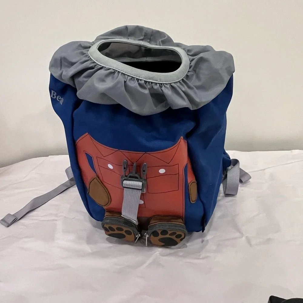 LL BEAN Kids Teddy Bear Backpack Blue Daycare Pre-K‎ Camp Toddler Boy Girl, EUC